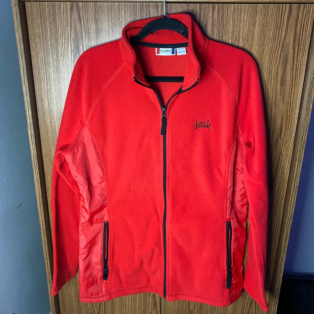 Clique Fleece Jacket Mens XL Red Lost Marsh Full Zip Mock Neck